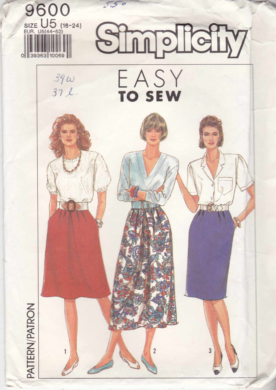 Simplicity Sewing Pattern 9600 Misses Size 16-24 Easy Skirts Two ...