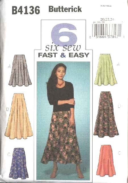 Butterick Sewing Pattern 4136 B4136 Misses Size 20-22-24 Easy Flared ...