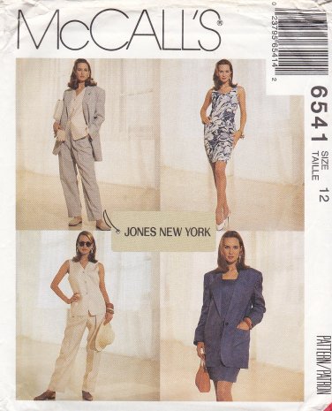 McCall's Sewing Pattern 6541 Misses Size 12 Button Front Lined Jacket ...