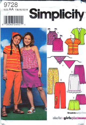 Simplicity Sewing Pattern 9728 Girls Plus Size 8 ½ - 16 ½ Summer Tops ...