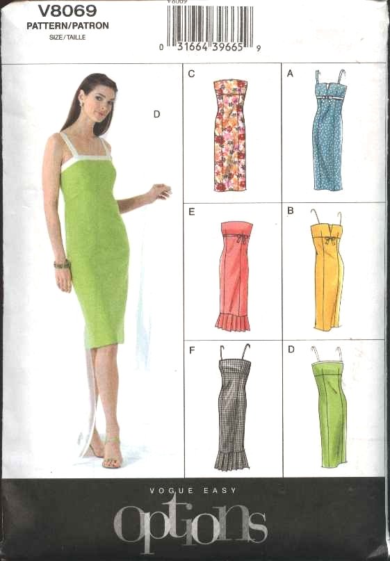 Vogue Sewing Pattern 8069 Misses Size 18-20-22 Easy Options Strapless