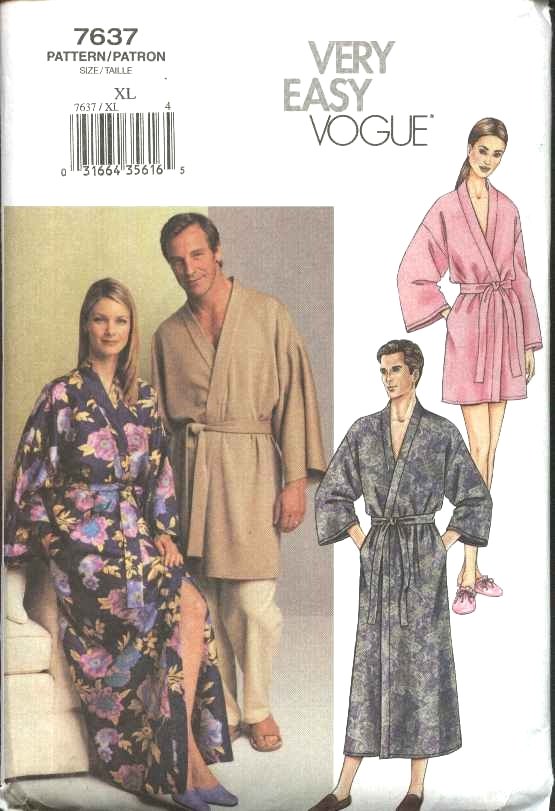 Vogue Sewing Pattern 7637 Size Large (chest 4244) Easy Unisex Front