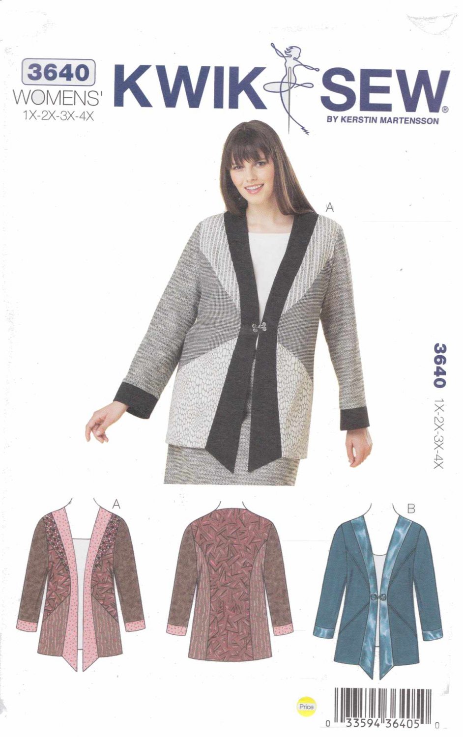 Kwik Sew Sewing Pattern 3640 Women S Plus Size 1x 4x Approx 22w 32w Color Blocked Jacket