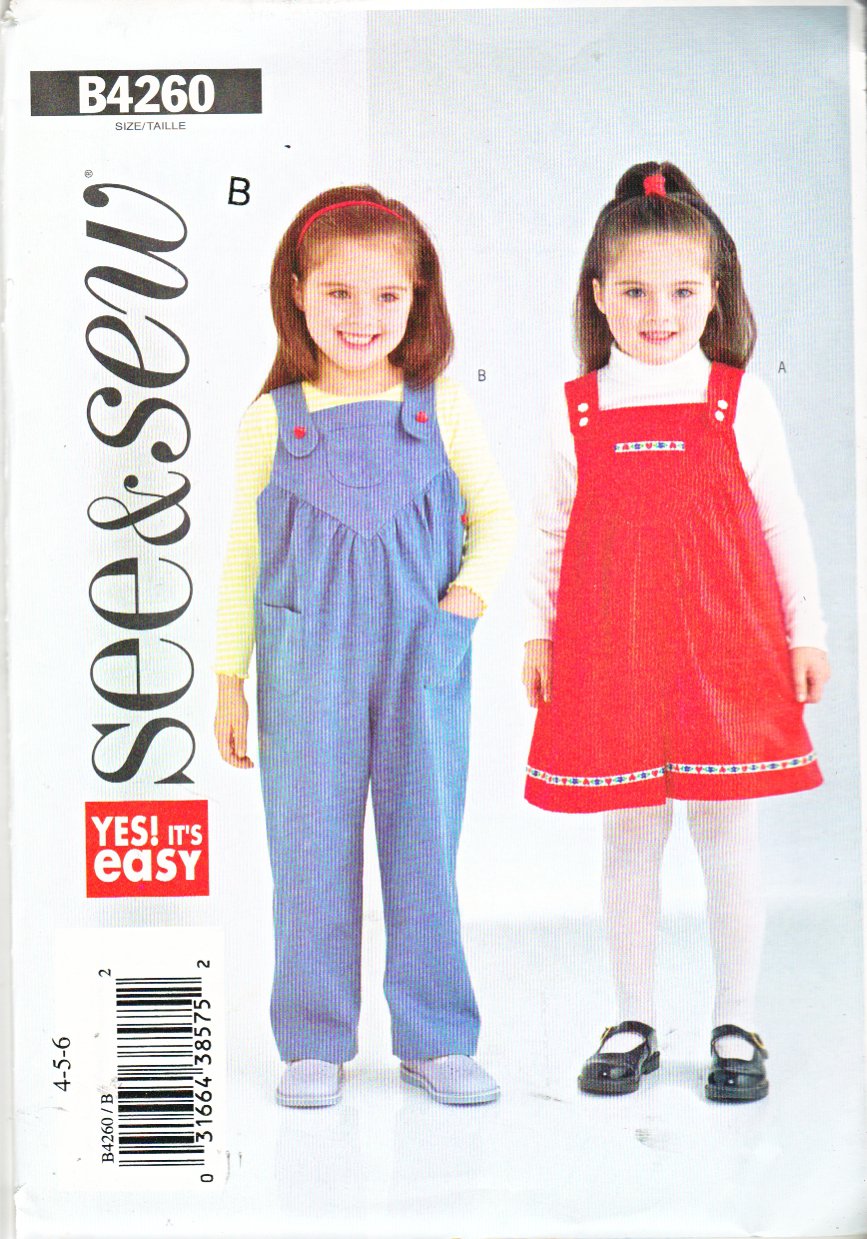 Butterick Sewing Pattern 4260 Toddler Girls Size 123 Easy Jumper
