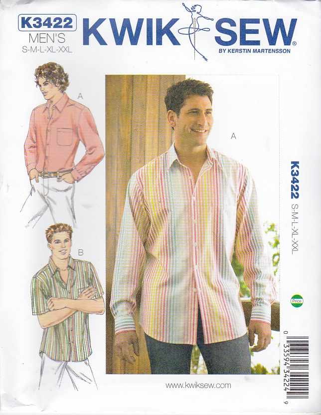 Kwik Sew Sewing Pattern 3422 Men's Sizes SXXL (Chest 34" 52") Button