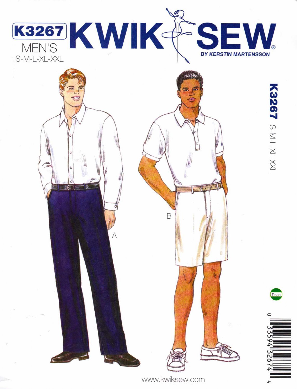 Kwik Sew Sewing Pattern 3267 Men's Sizes S-XXL (chest 34