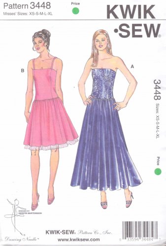 Kwik Sew Sewing Pattern 3448 K3448 Misses Sizes 6-22 Strapless ...