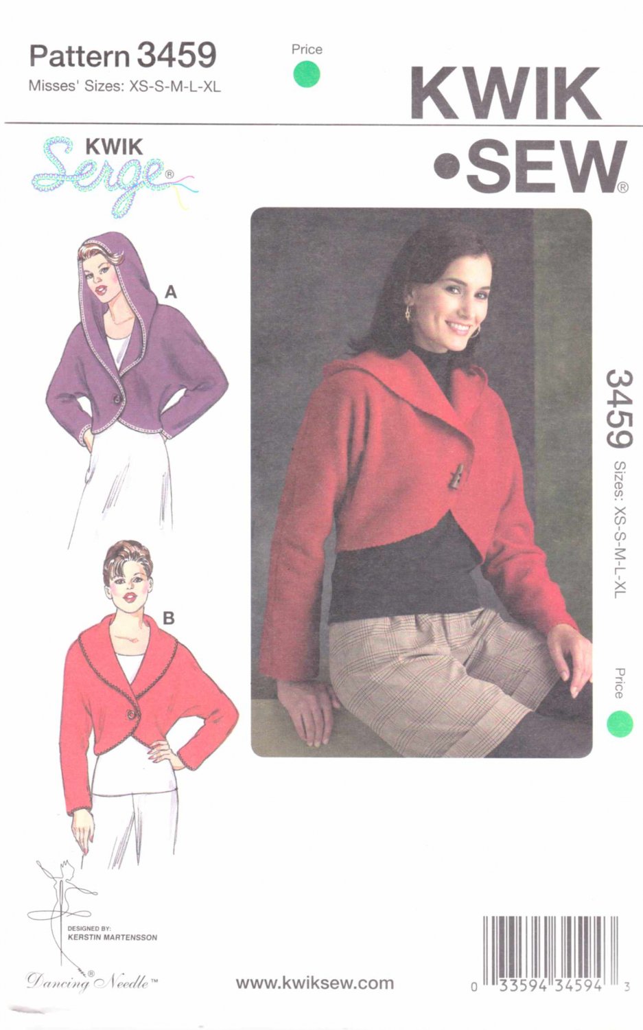 Kwik Sew Sewing Pattern 3459 Misses Sizes XS-XL (approx 6-22) Bolero ...