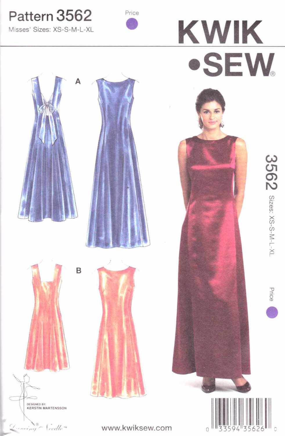  Kwik  Sew  Sewing  Pattern  3562 K3562 Misses Sizes XS XL 