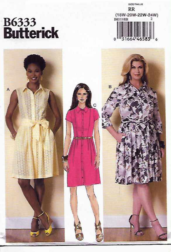 Butterick Sewing Pattern 6333 Womens Plus Size 18W-24W Easy Shirtwaist ...