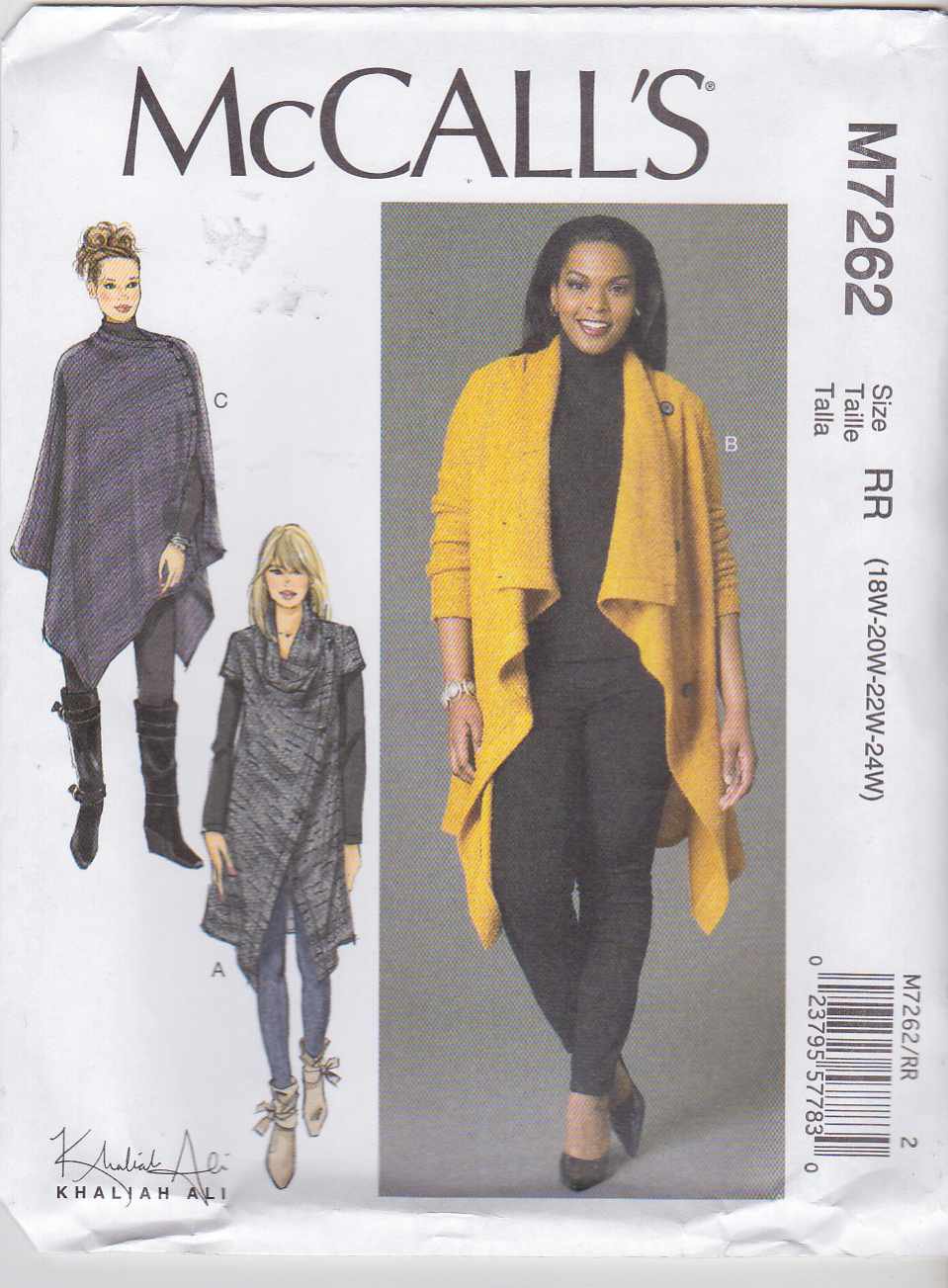 McCall's Sewing Pattern 7262 Womens Plus Sizes 18W-24W Easy Khaliah Ali ...