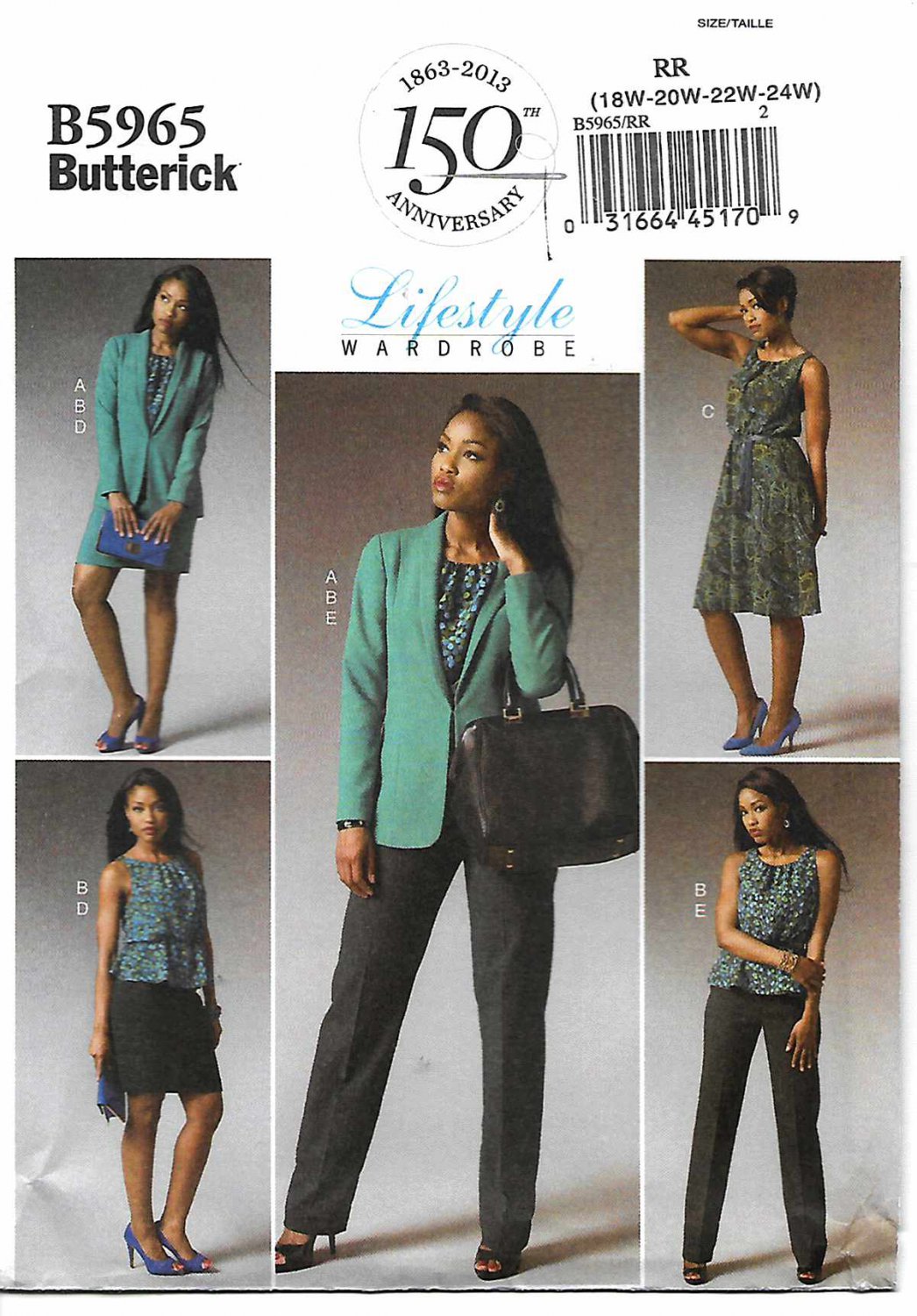 Butterick Sewing Pattern 5965 B5965 Womens Plus Size 18W24W Easy