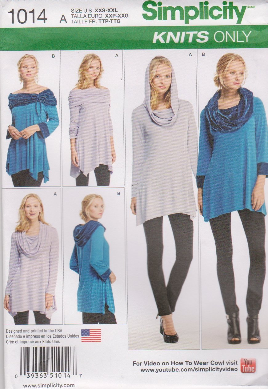 Simplicity Sewing Pattern 1014 Misses Sizes 426 Knit Tunics Long