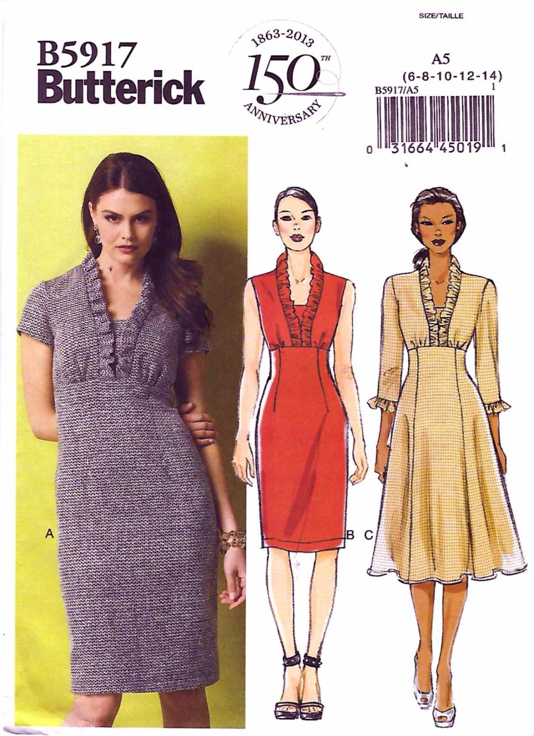 Butterick Sewing Pattern 5917 Misses Size 6-14 Easy Straight Flared ...