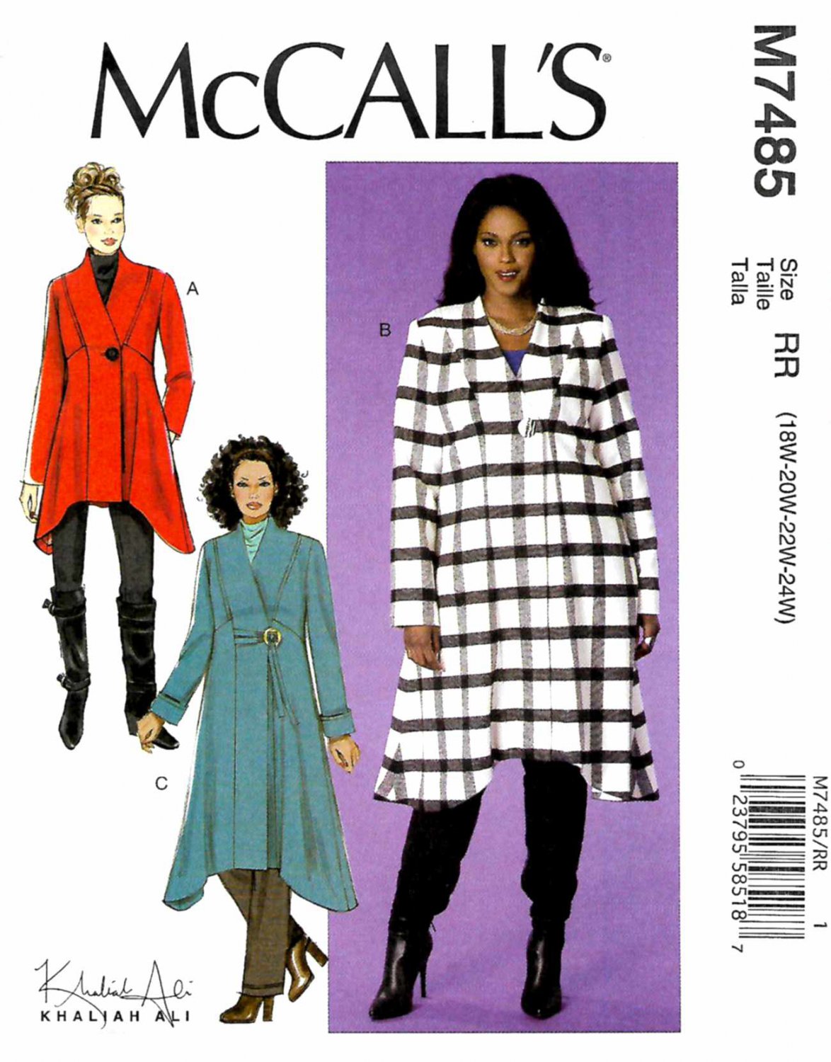 McCall's Sewing Pattern M7485 7485 Womens Plus Size 18W24W Easy