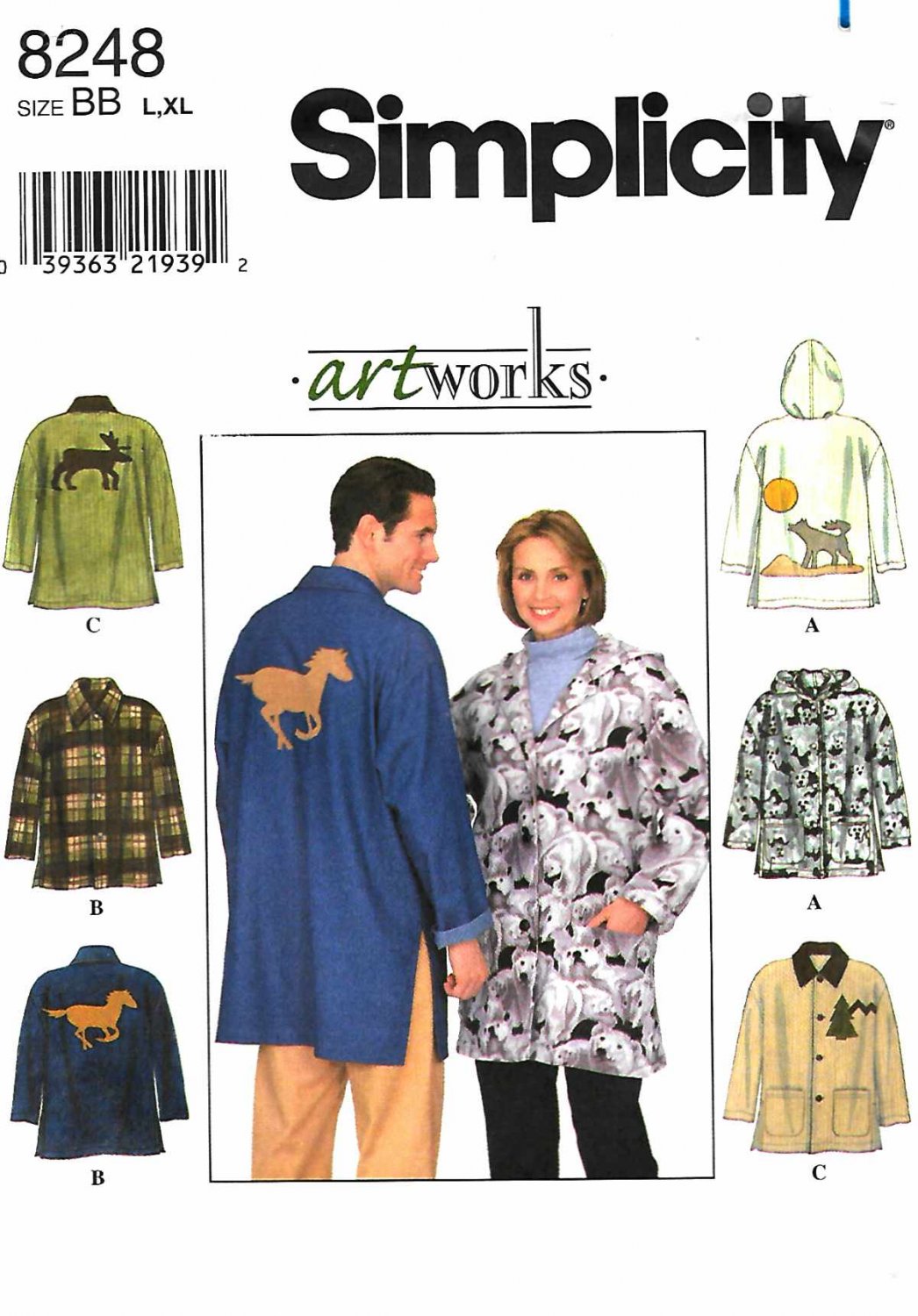 Simplicity Sewing Pattern 8248 Mens Misses Size Chest 4248 Barn Jacket