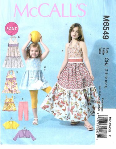 McCall's Sewing Pattern 6549 M6549 Girls Sizes 7-14 Easy Tiered Skirt ...