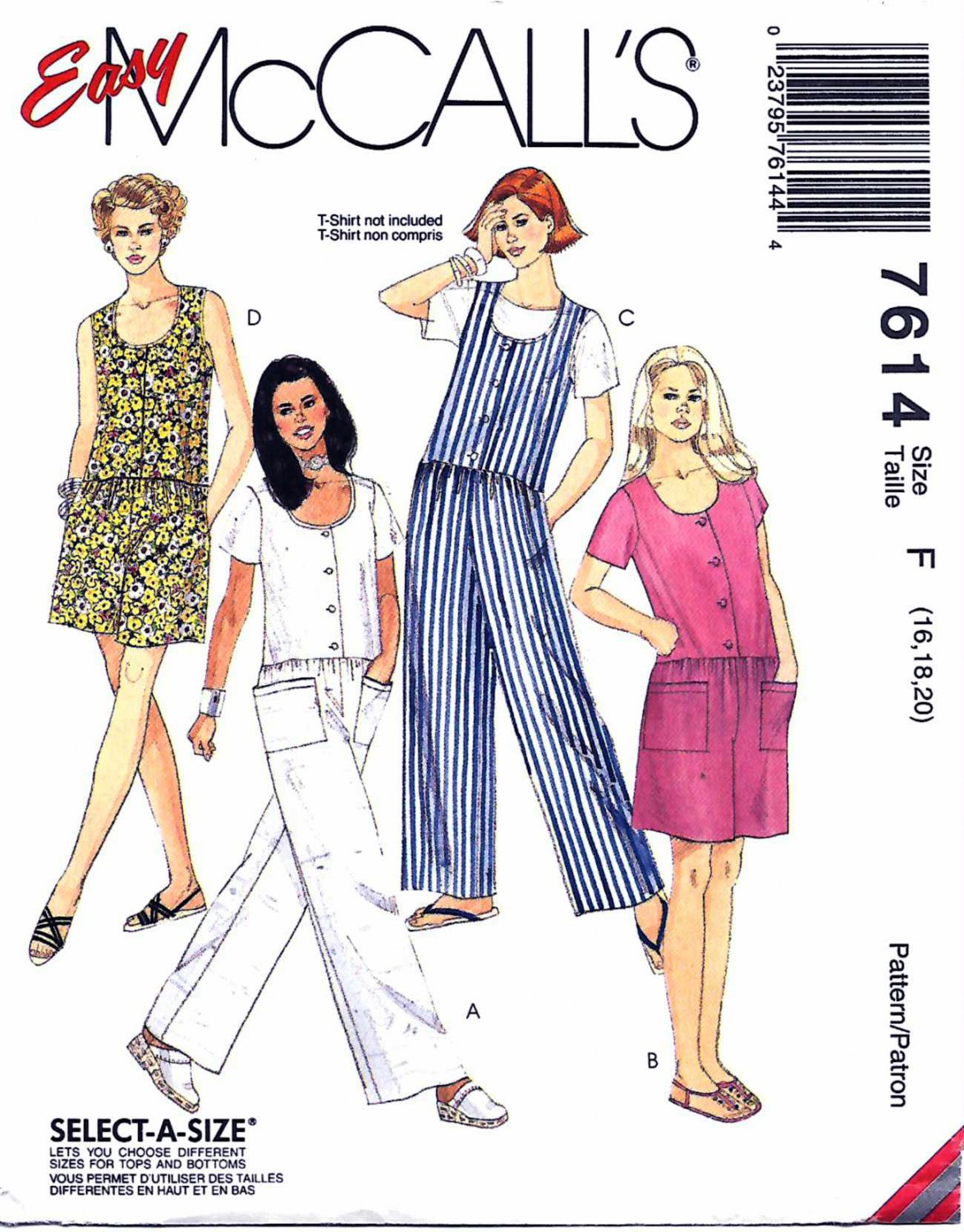 McCall's Sewing Pattern 7614 M7614 Misses Sizes 16-20 Button Front ...