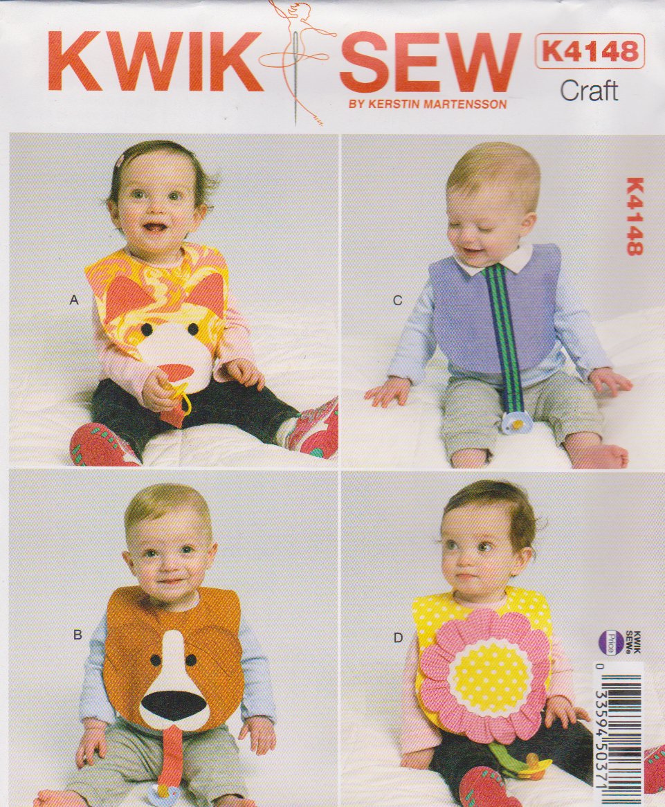 Kwik Sew Sewing Pattern 4148 K4148 Baby Infant Toddler Decorative Bibs