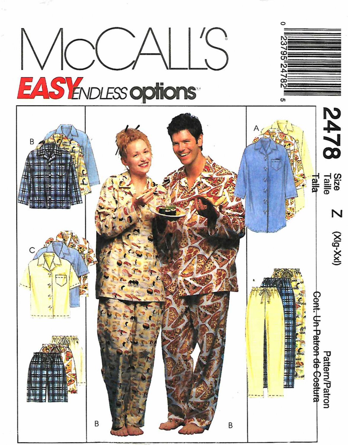 McCall's Sewing Pattern 2478 M2478 Misses Mens Size XL-XXL Easy ...