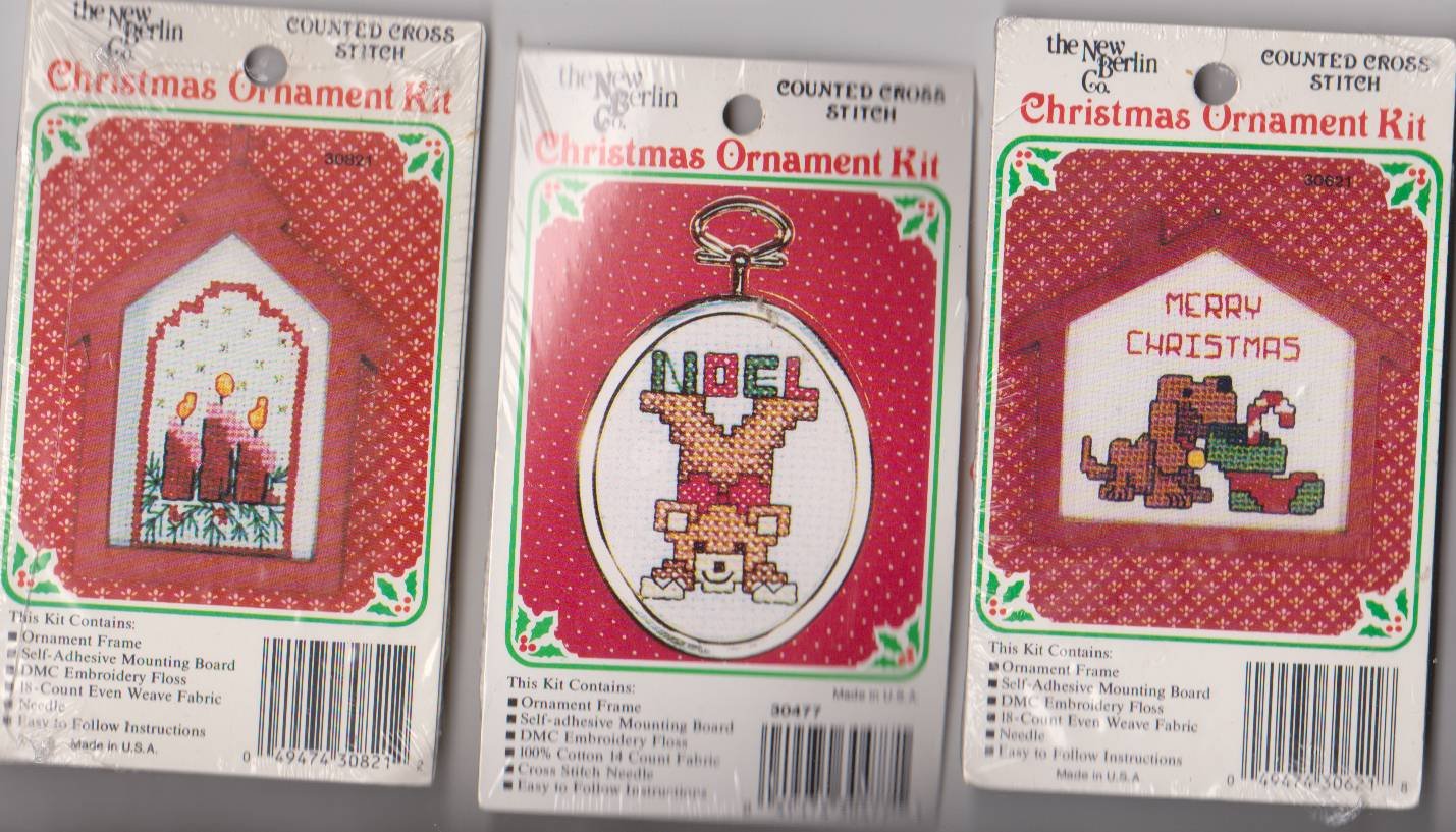 NEW 6 Counted Cross Stitch CCS Designs Christmas Tree Ornament Kits