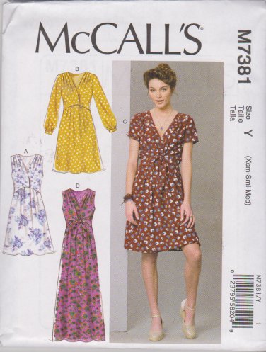 McCall's Sewing Pattern 7381 M7381 Misses Size 4-14 Dresses Pleated ...