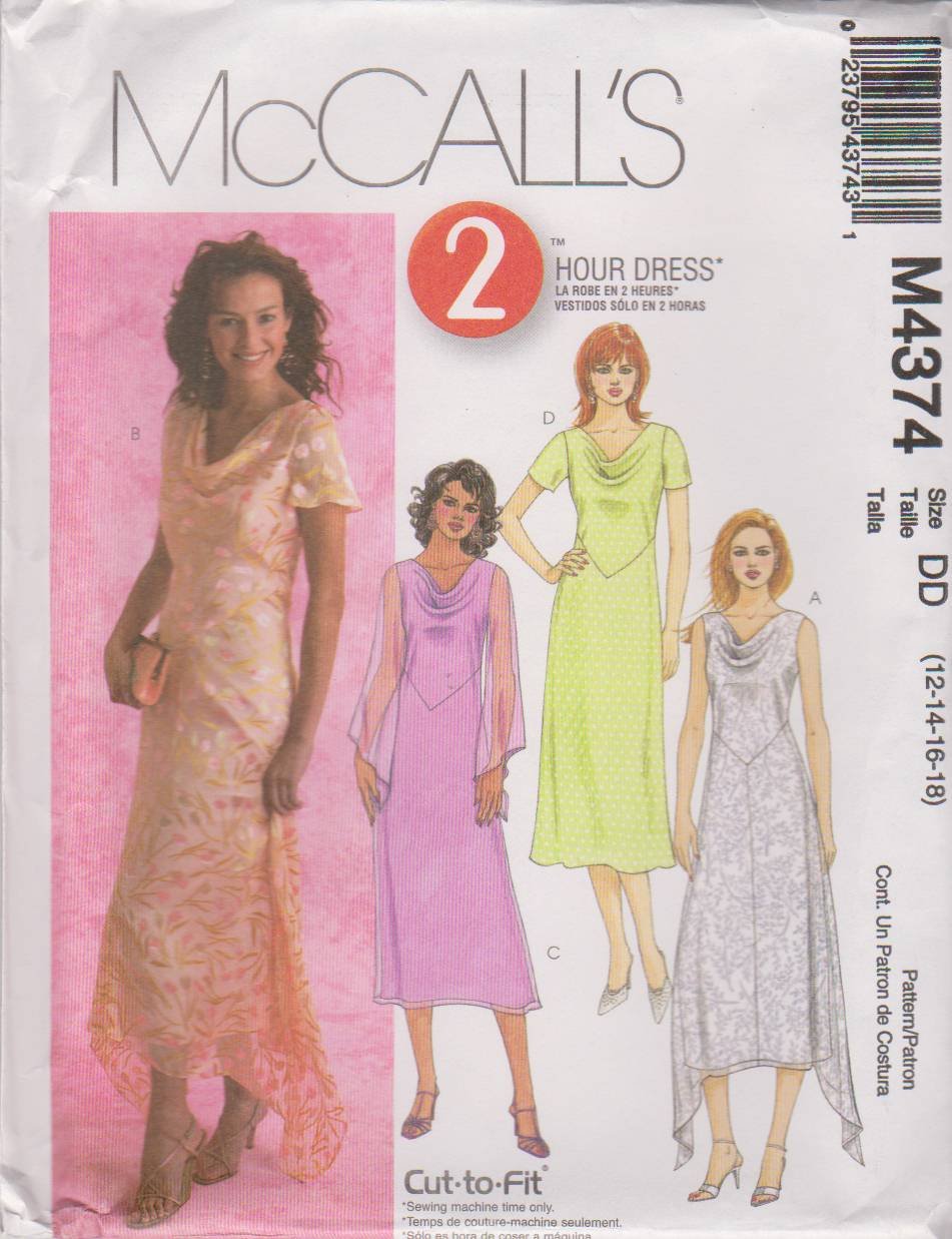 McCall’s Sewing Pattern M4374 4374 Misses Size 12-18 2-Hour A-Line Cowl ...