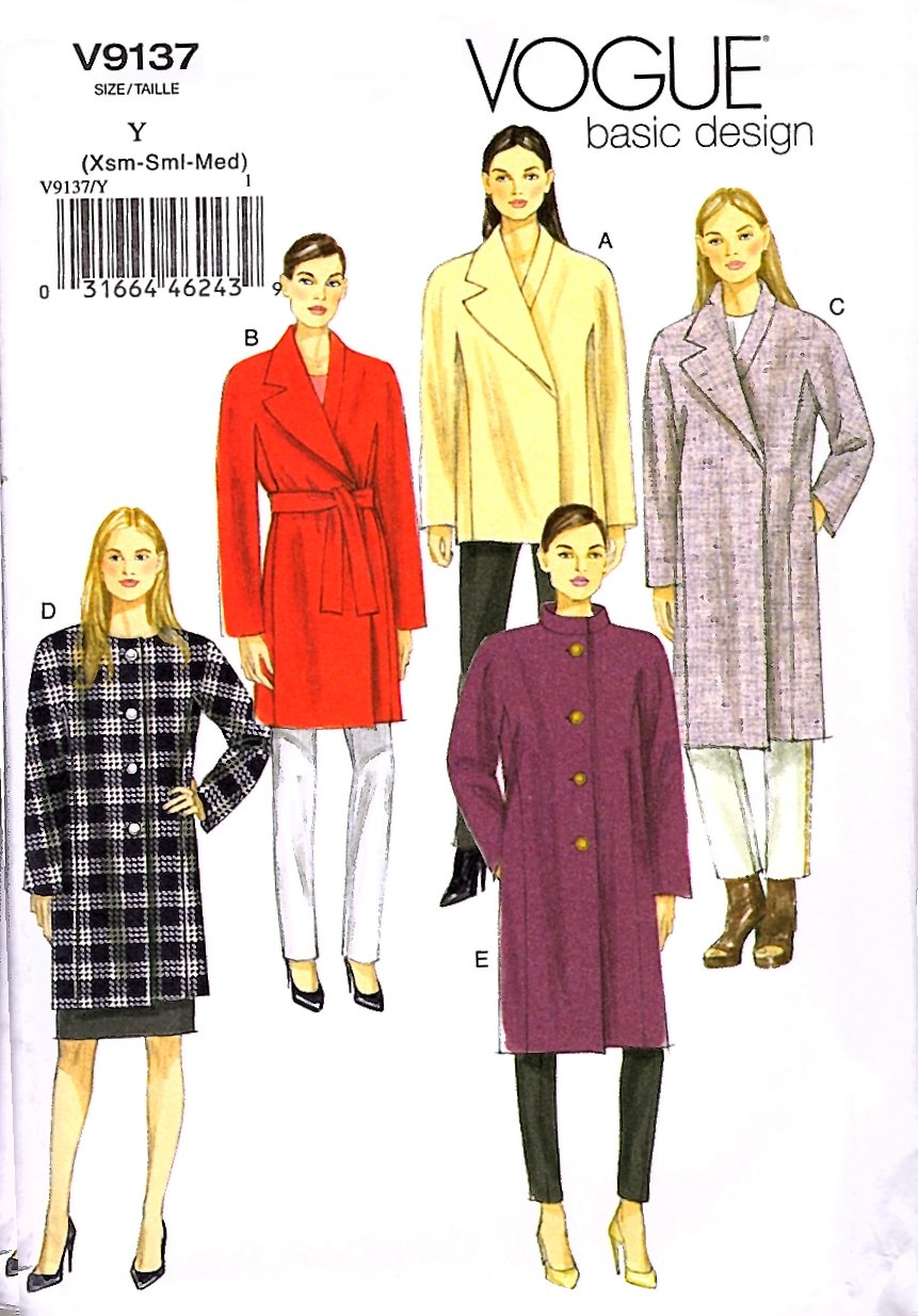 Vogue Sewing Pattern 9137 V9137 Misses Sizes 4-14 Easy Basic Coat ...