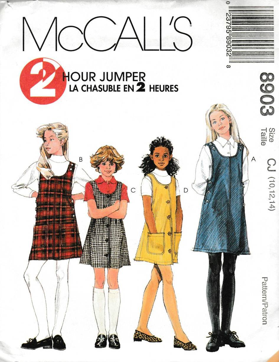 McCall's Sewing Pattern 8903 M8903 Girls Size 10-14 2-Hour Button Side ...