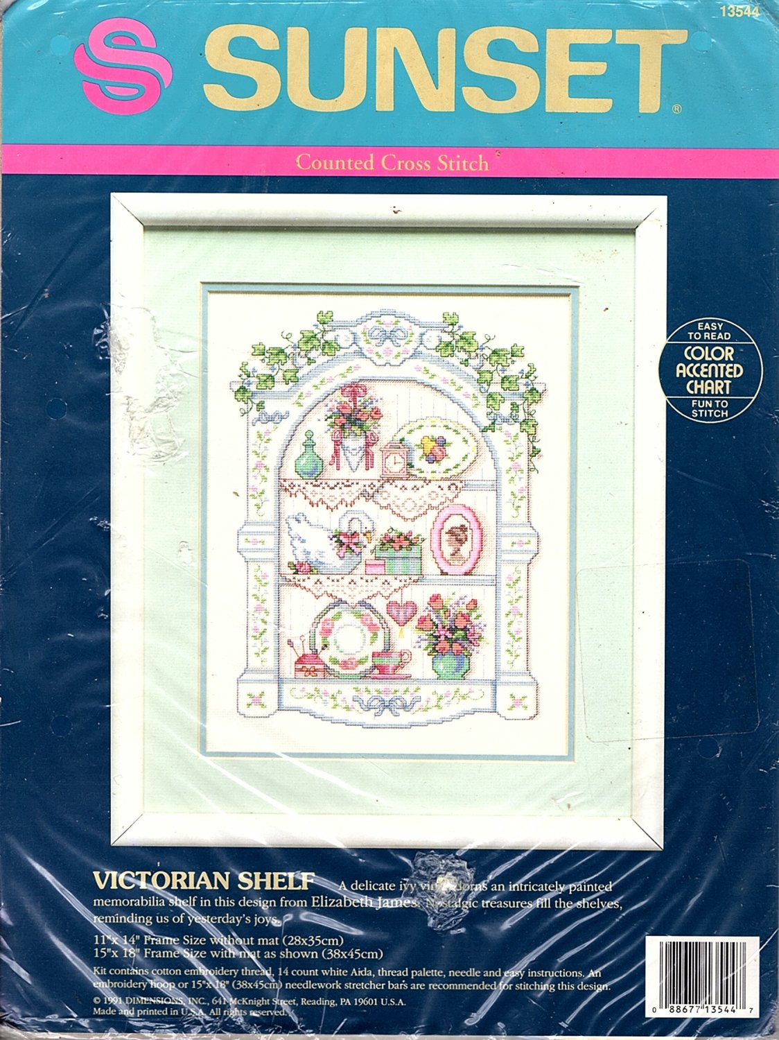 Sunset Counted Cross Stitch Kit 13544 Victorian Shelf NEW Elizabeth James