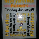 Customized baby birth statistic/announcement framed subway art