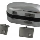 Personalised Crystal Set Chrome Cufflinks Engraved free