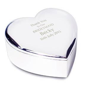 Engraved Silver Plated Heart Trinket Box
