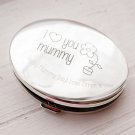 Engraved Silver Oval Compact Mirror