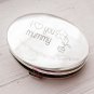 Engraved Silver Oval Compact Mirror