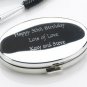 Engraved Silver Oval Compact Mirror