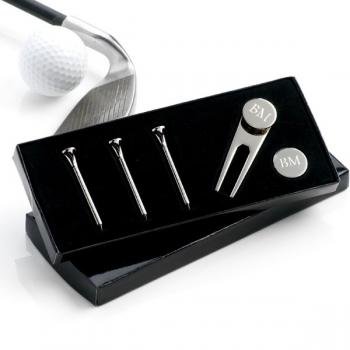 Personalised silver finish golf set