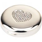 ROUND HANDBAG MIRROR WITH SWAROVSKI CRYSTALS HEART INSET