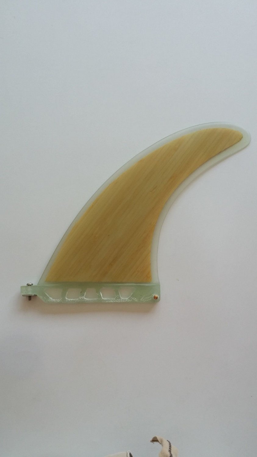Longboard Fin 8.5" Performance core fiberglass Bamboo SUP Center Surf Water fin
