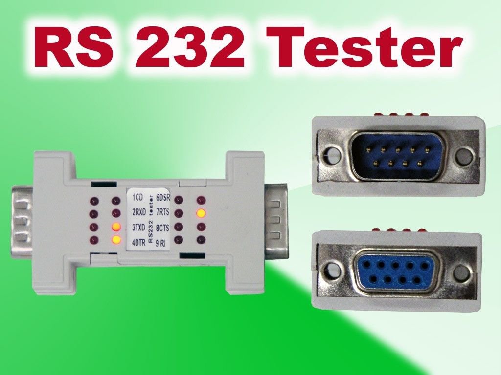 Test Serial Port Cable RS232 RS 232 Loopback Loop Back Plug Tester LED ...