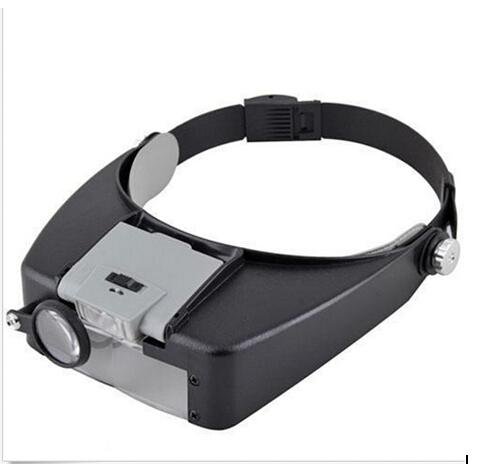 10X Lighted Magnifying Glass LED Head Headband Magnifier Loupe with Sunshield