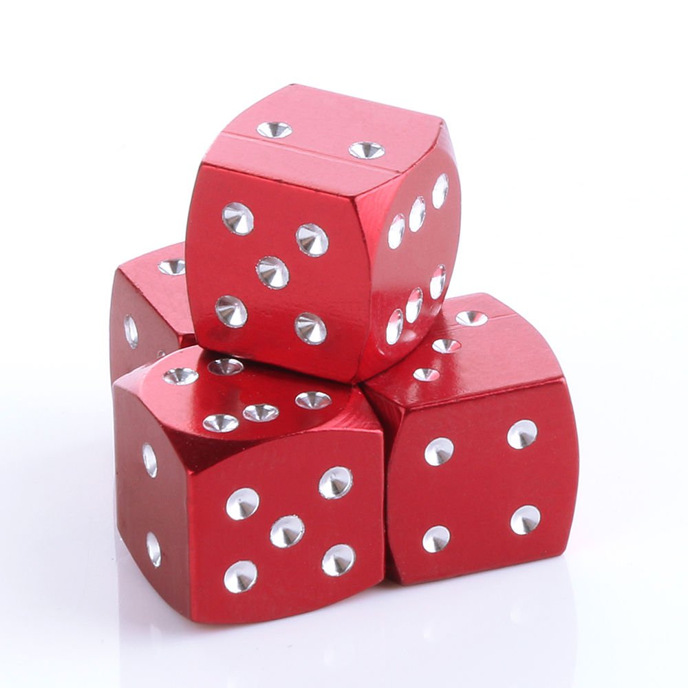 4pcs Red Dice Style Wheel Tyre Valve Stems Caps Air Dust Covers For Focus