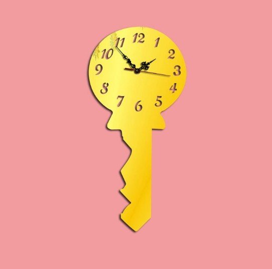 New Silent Wall Time Clock Creative Interesting Mirror Key golden black silver