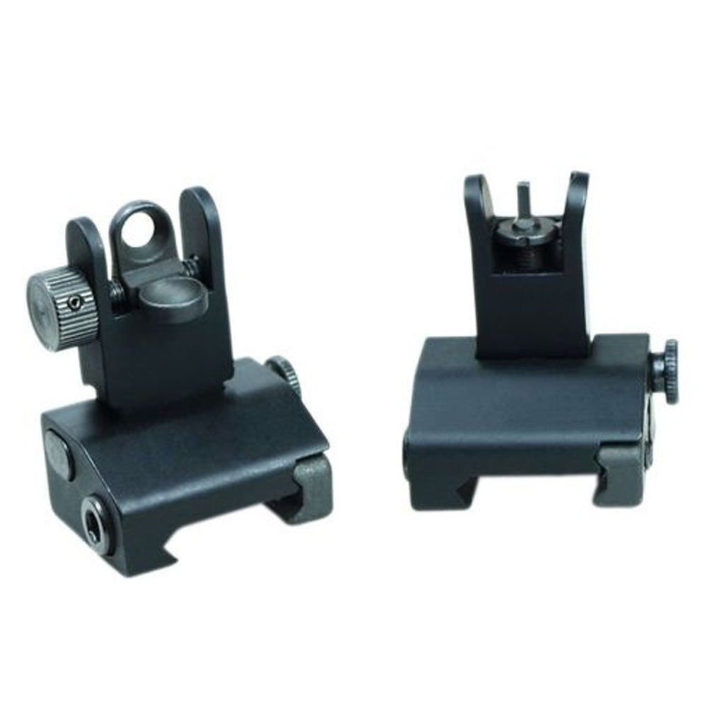 Flip Up Sight Front Rear Iron Sights Set Tactical 223 556 Micro Rapid Transition