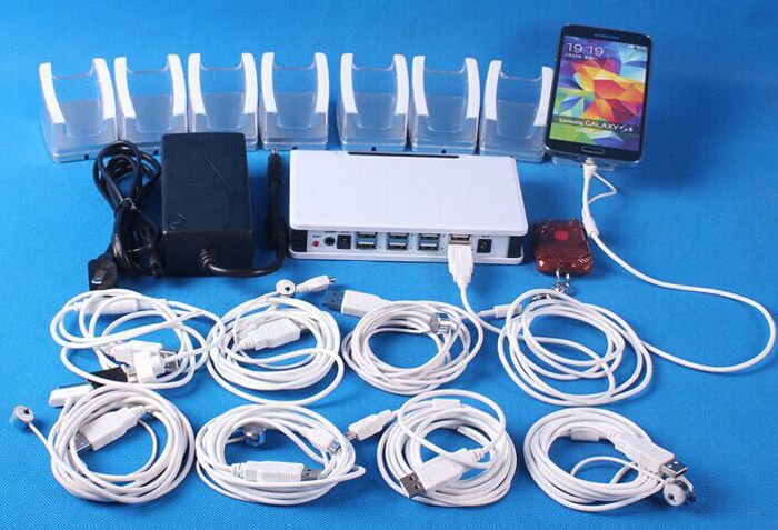 Retail Shop 8 Port iPhone Android Phone Security Display Shows Alarm System Sets