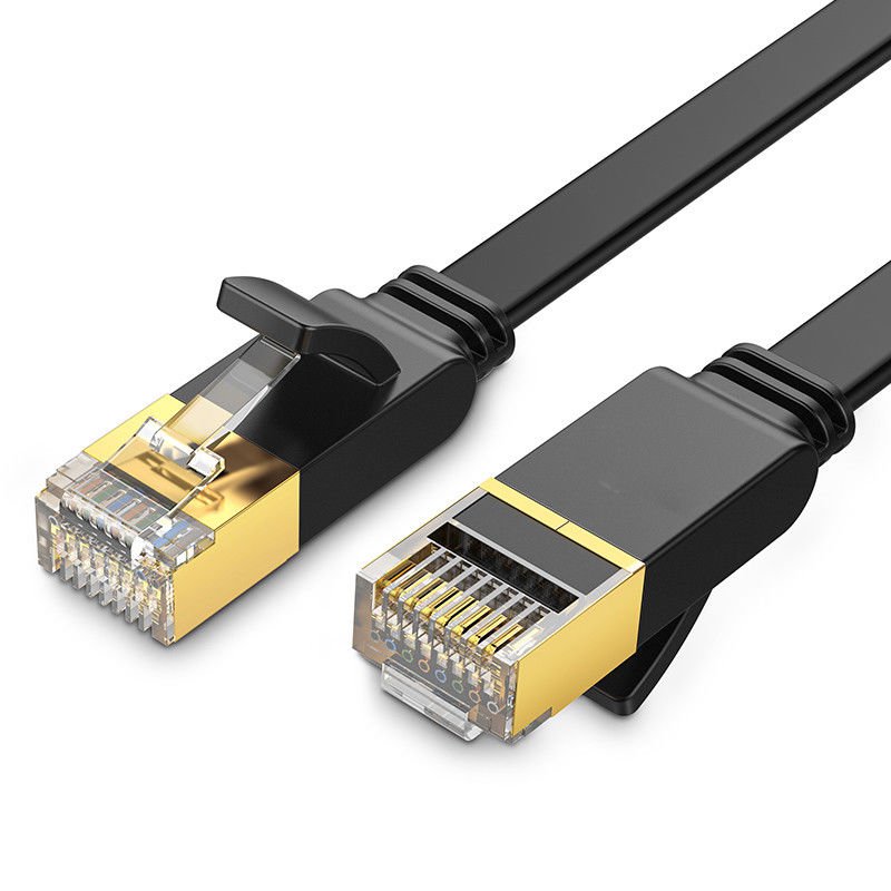High Speed Network Cable Cat 7 Flat Ethernet RJ45 Male to Male 20 Meter Black