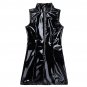 Hot Figure Sexy Women PVC Leather Front Zipper Night Club Bodycon Mini Dress