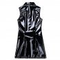 Hot Figure Sexy Women PVC Leather Front Zipper Night Club Bodycon Mini Dress