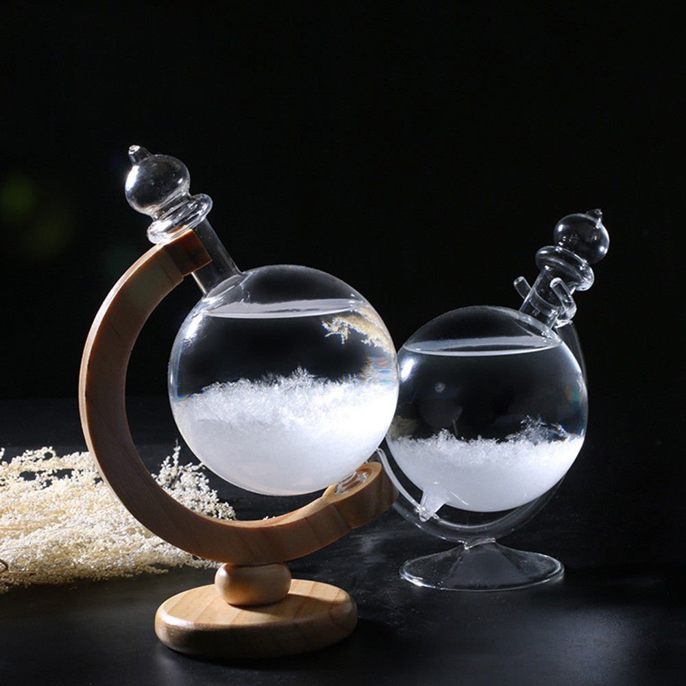 Creative Weather Forecast Storm Glass Revolving Globe Shaped Bottle Predictor