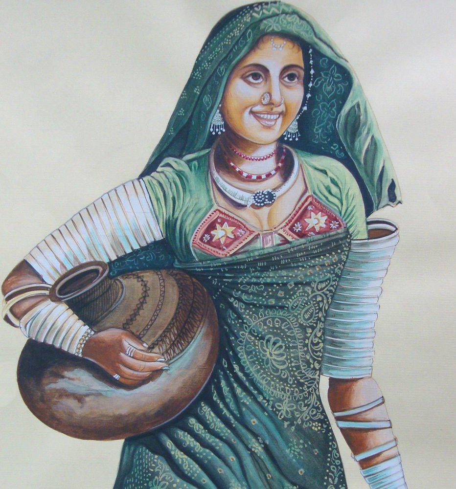 Gypsies of India Banjara Tribal Realistic Painting Artwork Online Art